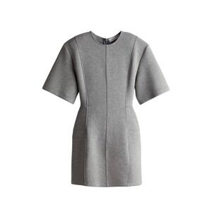 H&M Dress Women Medium Grey Studio Scuba Mini Sculptural Seamed Short Slv